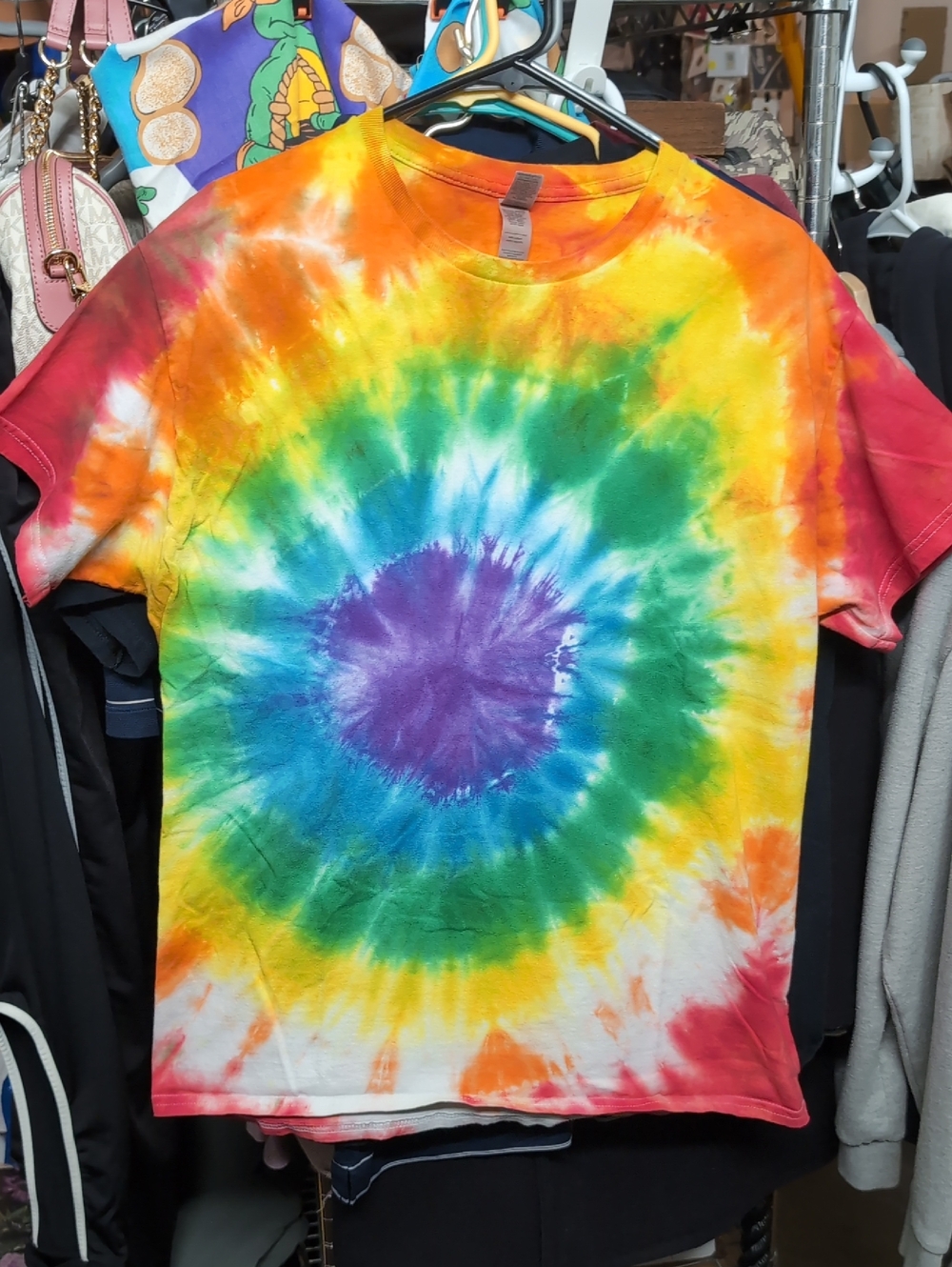 Tie-Dye Rainbow T-Shirt - Multicolor Large L Men's Unisex Gilden